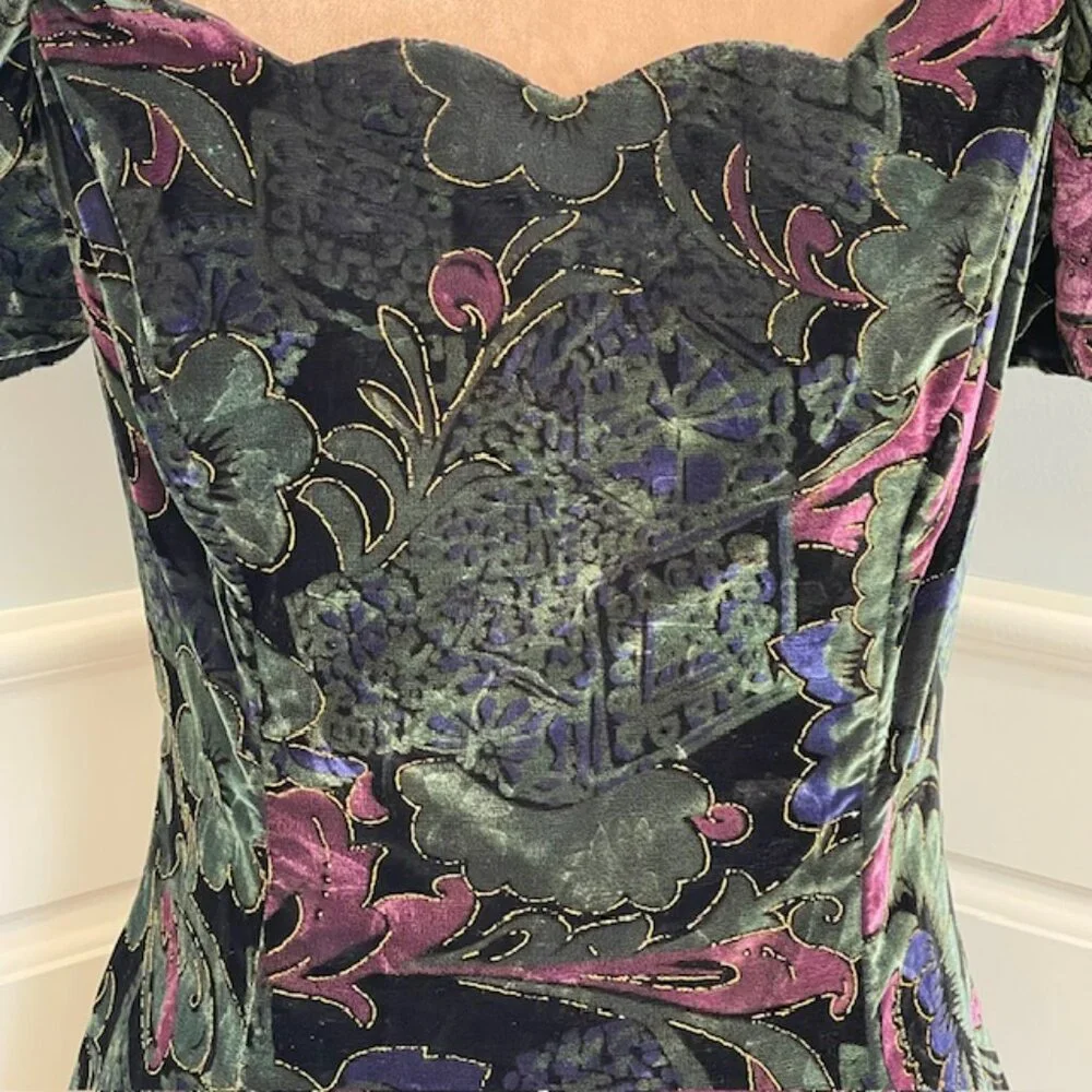 Roberta Vintage 90's Whimsigoth Forest Fairy Crushed Velvet Formal Mini Medium - Picture 5 of 12